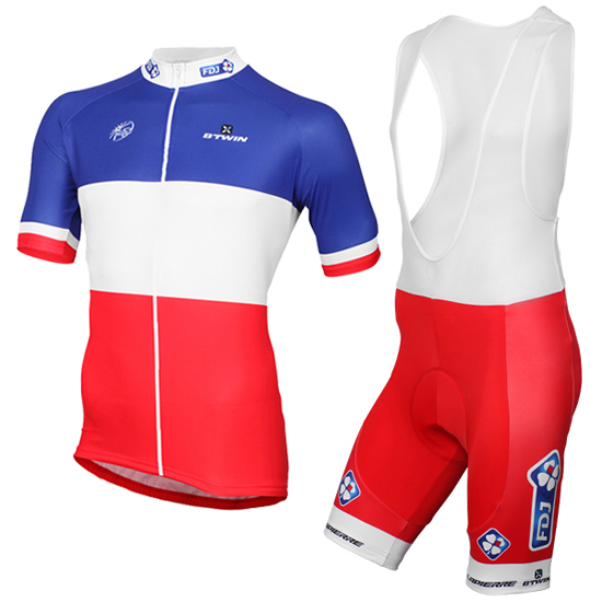 2017 Maillot FDJ Tirantes Mangas Cortas Blanco Y Rojo